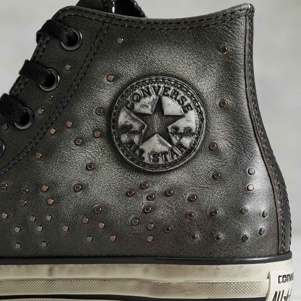 NIB $235 Converse by John Varvatos CTAS Mini Stud Hi Silver/Black 153101C US Men